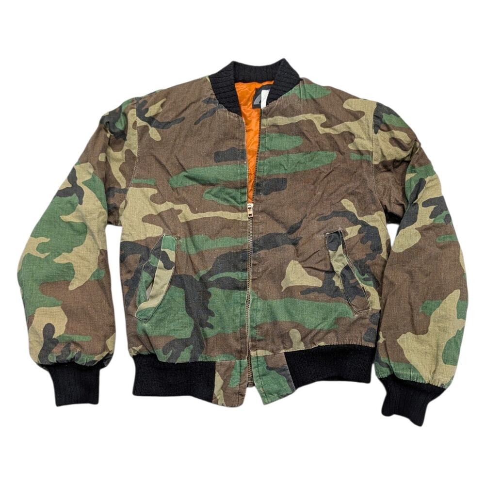 80s Youth Camo Puffy Bomber Jacket